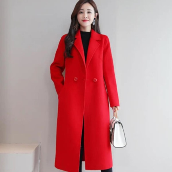 Klassisk kavajkappa för kvinnor - Ytterkläder för vinter och höst Jsir 2XL Red