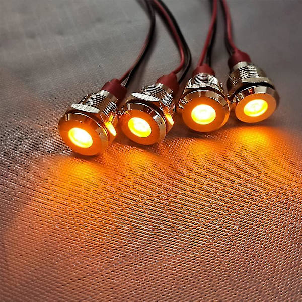 5 stk 10mm 230V AC LED Metall Vanntett Indikatorsignallampe (gul)