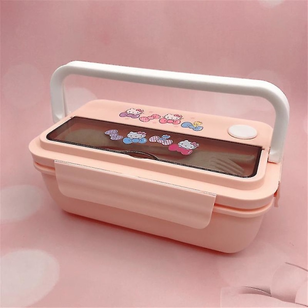 Born Pretty Sanrios Kuromi Cinnamoroll Mymelody Kawaii Anime Tecknad Mikrovågsugn Lunchlåda med sked Ätpinnar 2/3 Grid Lunchbehållare Box Pink*1100ml