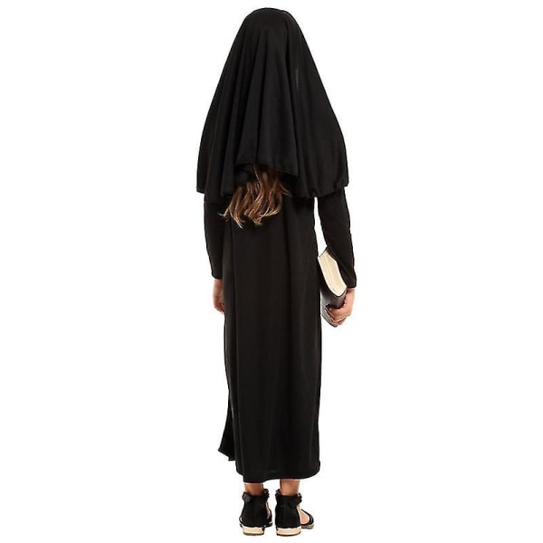 Flickors Kristen Katolsk Religion Missionär Nun Svart Kostym Barn Halloween Bokvecka Purim Fest Fantasy Klädsel M  110-120 CM