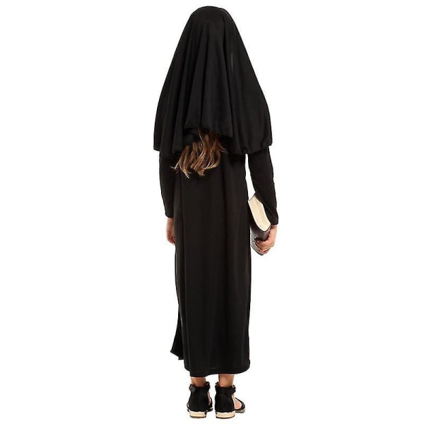 Piger Kristen Katolsk Religion Missionær Nonne Sort Kostume Barn Halloween Boguge Purim Party Fantasy Fancy Dress XL  130-140 CM