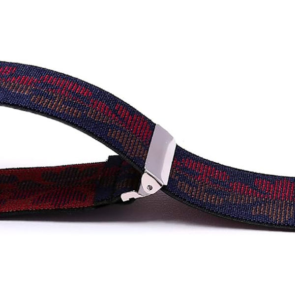 Herrar Byxor Suspenderar Stark Metallklämmor 4 X Rygg Hållbar Elastisk Justerbara Suspenderar Tunga Herrar Suspenderar (Burgundy Butterfly)