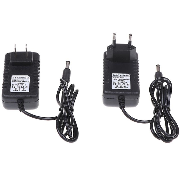 DC 3V 1A AC-omvandlare Adapter Strömförsörjning Laddare EU-kontakt 5,5 mm x 2,1 mm US Plug