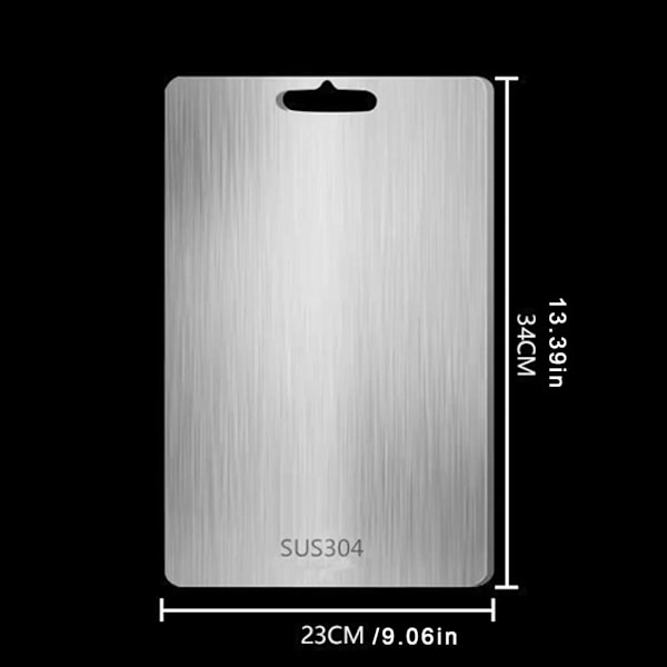 Titanium Skärbräda - Köksbänk i Rostfritt Stål 304 Skärbräda Livsmedelskvalitet För Kött Frukt Grönsaker Diskmaskinsäker C Kan Hängas 34x23cm