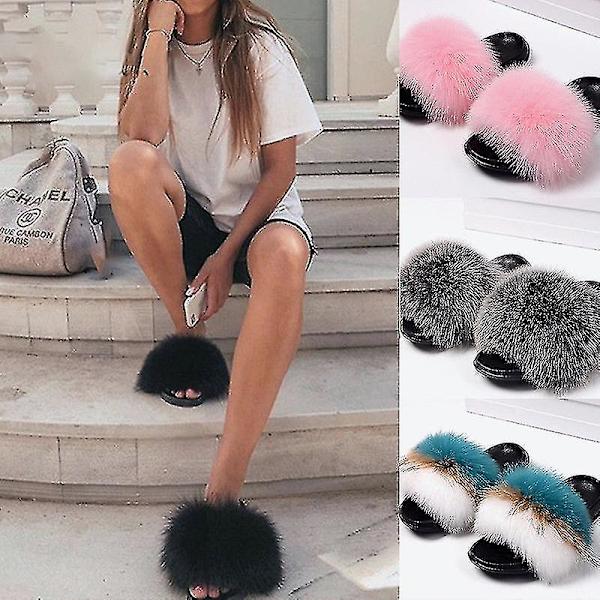 Sommerpels-Tøfler Fluffy Søde Plys Damestøfler Luksuriøse Charmerende Sandaler Xnr153 44