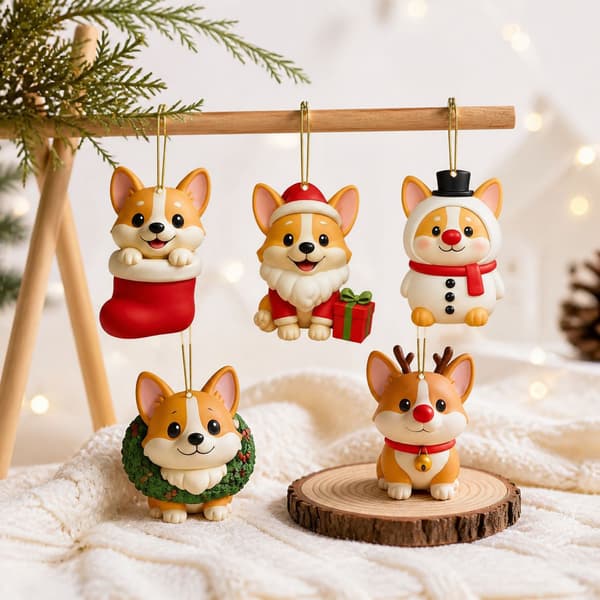 Corgi julekalender blind box - 24 mini-pynt i akryl til juletreet