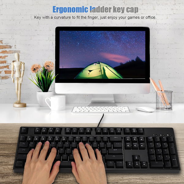 M-8 104 Keys Rainbow Backlit Mechanical Wired Computer Keyboard Gaming Office 0.1