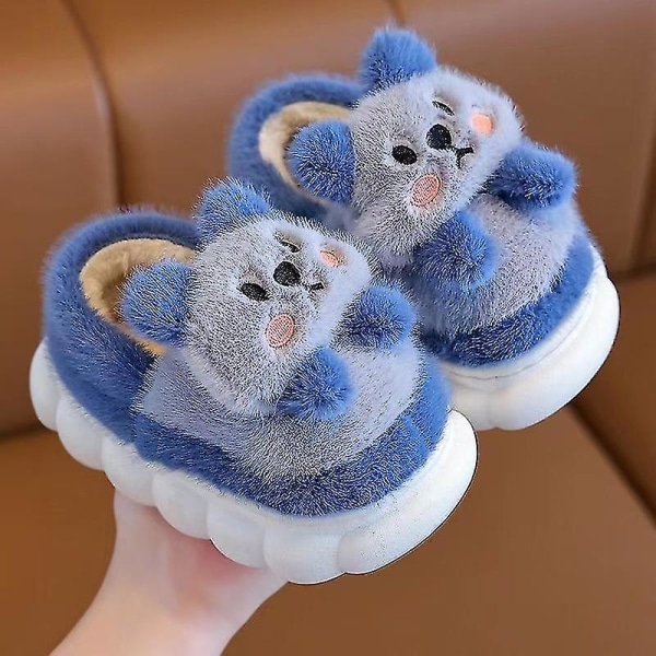 Barnens tecknade panda vintertofflor plyschdjur varma bomulls skor för pojkar och flickor inomhus hushåll fluffiga tofflor b1 26-27 Inner 16.5CM