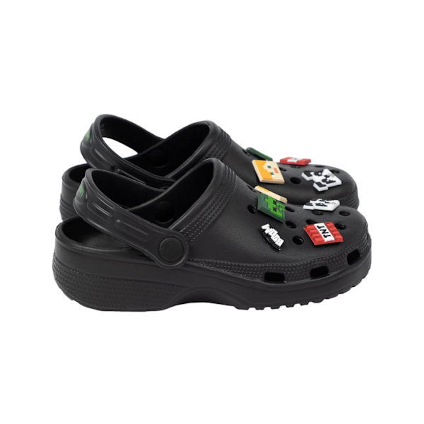 Minecraft Charm Clogs til børn, 3, sort sort Black 3 UK