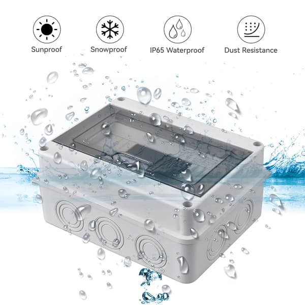 Protection Box, ABS Material Enclosure for Circuit Breakers, Transparent Cover DIN Rail Mount For Robust and Durable Outdoor Adapted Applications Including