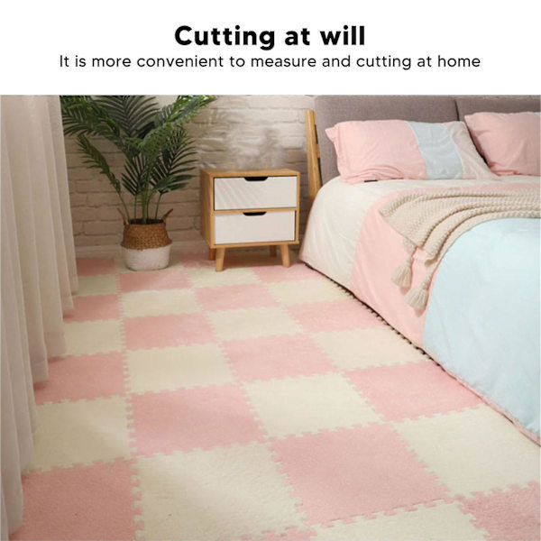 10 st Plysch Skumgolvmatta Mjuk Tjock Delad Fog Interlåsande Plysch Skummatta Pink
