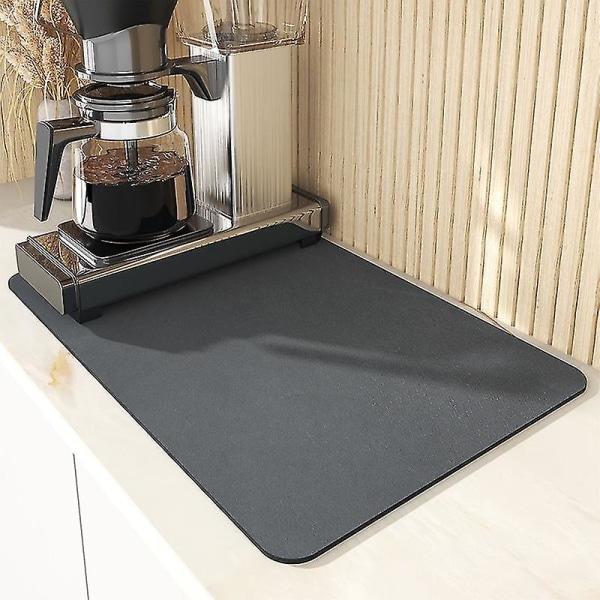 Superabsorberende kaffeskål Stort køkken Absorberende drænmåtte Tørremåtte Hurtigtørrende afløbspude til badeværelse black 40x50cm