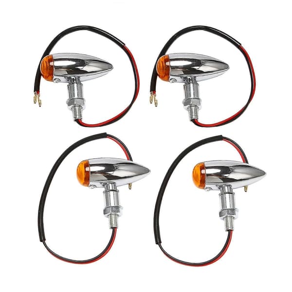 4 stk. krom motorcykel blinklys indikatorlys universel pasform silver