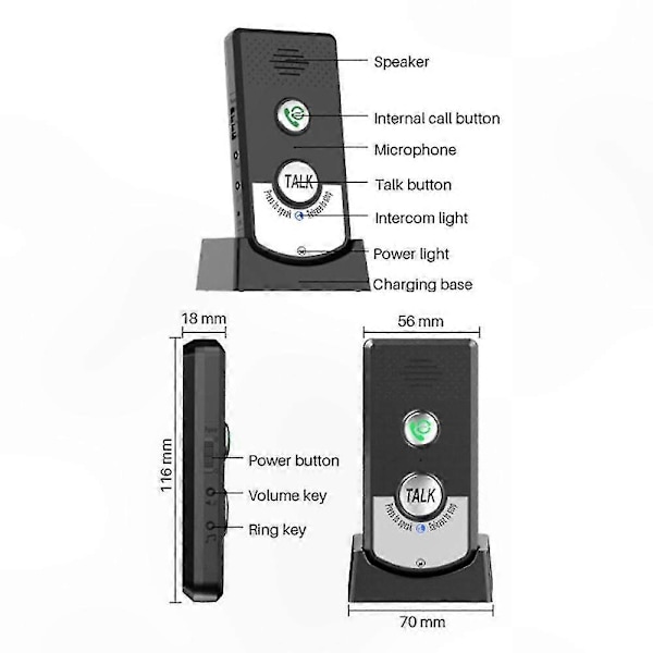 Wireless Intercom System for Home, 2-Pack Two-Way Voice Communication with Ultra-Long Range and Portability white