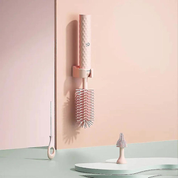 Elektrisk Silikonflaskborste 360° Rotationsrengöringsset A Pink 3pcs Set
