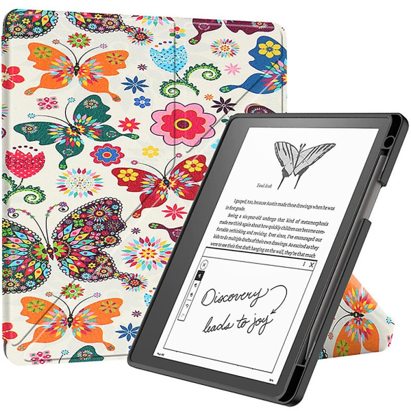 Multi-fold Stativ Læder Cover til Kindle Scribe 10,2 tommer 2022 Udgave Butterfly