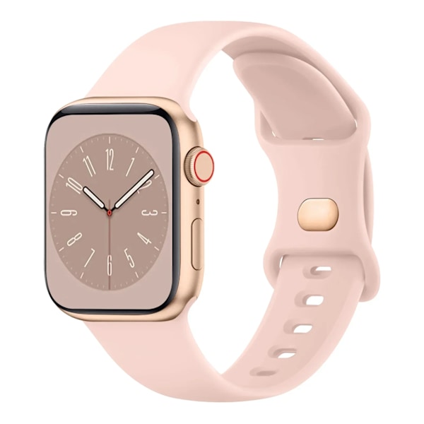 Pehmeä silikoniranneke, yhteensopiva Apple Watch 8 7 6 5 4 3 SE -rannekkeen kanssa, yhteensopiva IWatch Ultra 49mm 45mm 41mm 40mm 44mm 38mm 42mm kloc:n kanssa Pink Sand