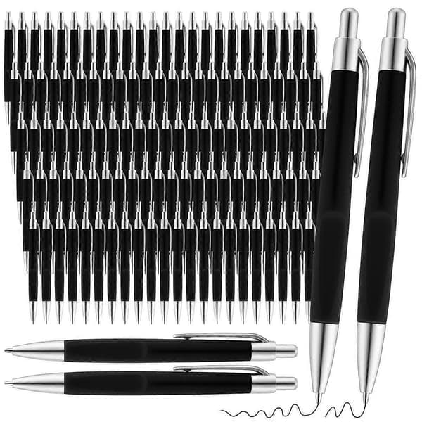 100 Stycken Infällbara Kulspetspennor Svart Bläck Klickpennor Bulk 0,7 mm Medium Spets Ingen Blödning Pennset Black