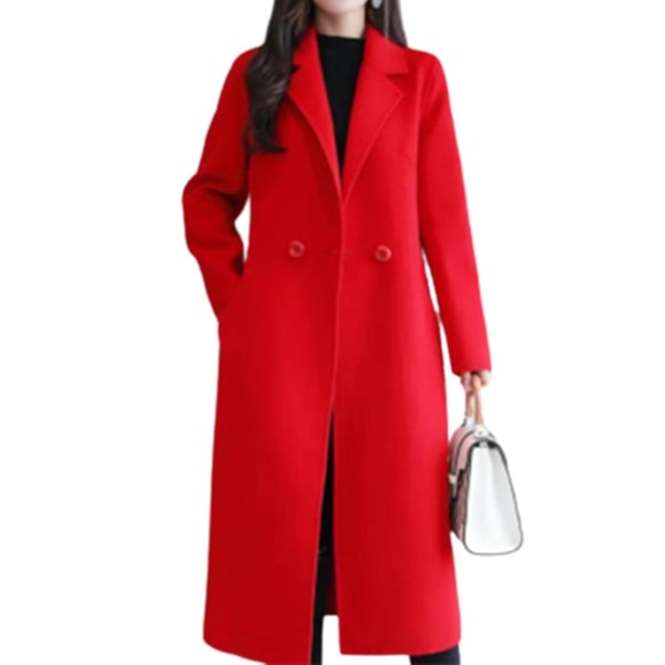 Klassisk reversoverfrakke til kvinder - vinter- og efterårsovertøj Jsir 2XL Red