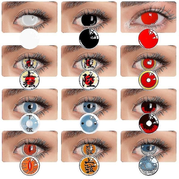 2 stk/par årlige kontaktlinser for øyne Colorcon Cosmetics Cosplay linse Cosplay Makeup Anime tilbehør Fargede linser Kamado Nezuko Pink