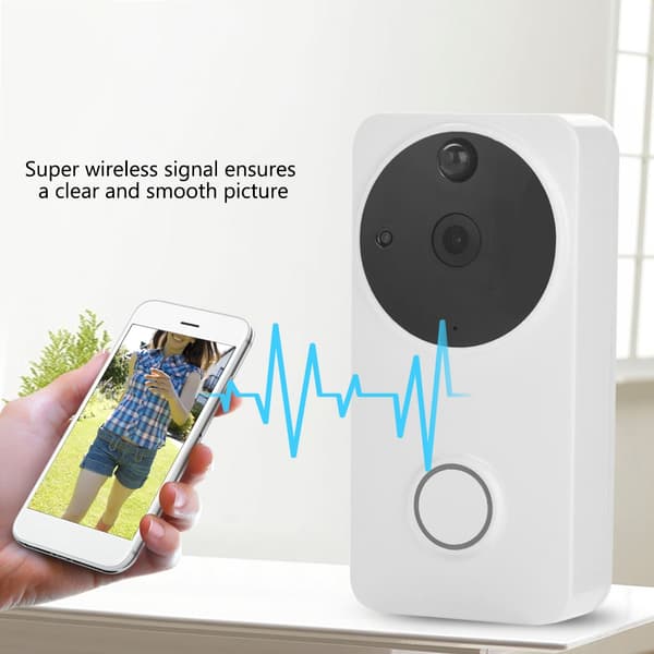 Låg strömförbrukning Hemlarm WiFi Trådlös Video Intercom Dörrklocka (Vit)