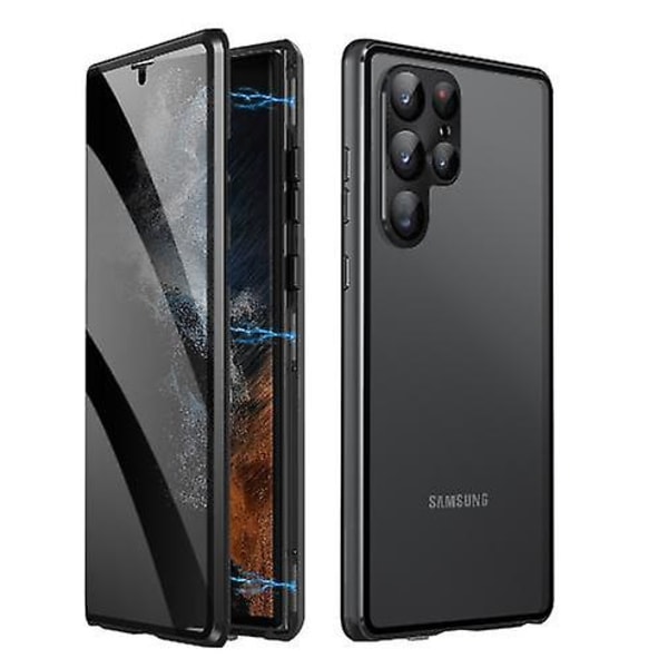 Privacy Magnetic Case för Samsung Galaxy S24 Ultra/s24 Plus/24 Anti Peep Magnetisk dubbelsidigt härdat cover Black Galaxy S24 Ultra
