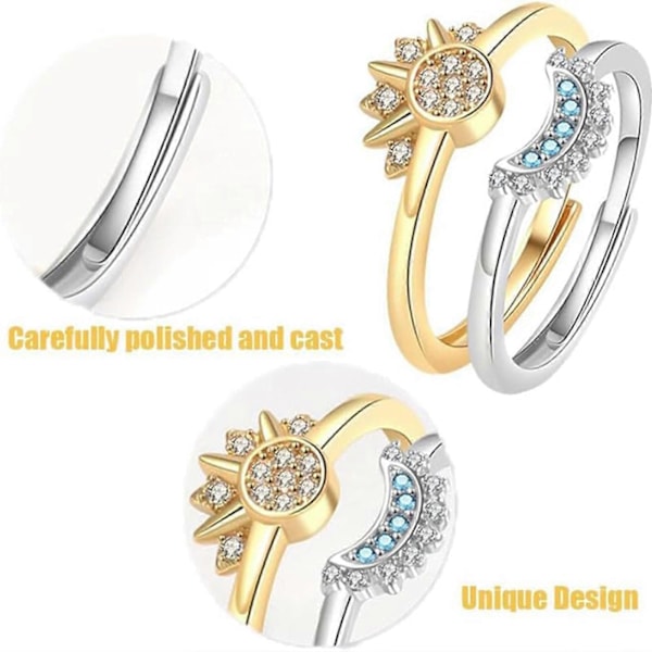 \"Sol Måne Ring Set för Alla Hjärtans Dag Presenter, Vänskapslöftesring, Sol och Måne Matchande Ringar\" [DB] SIZE 5
