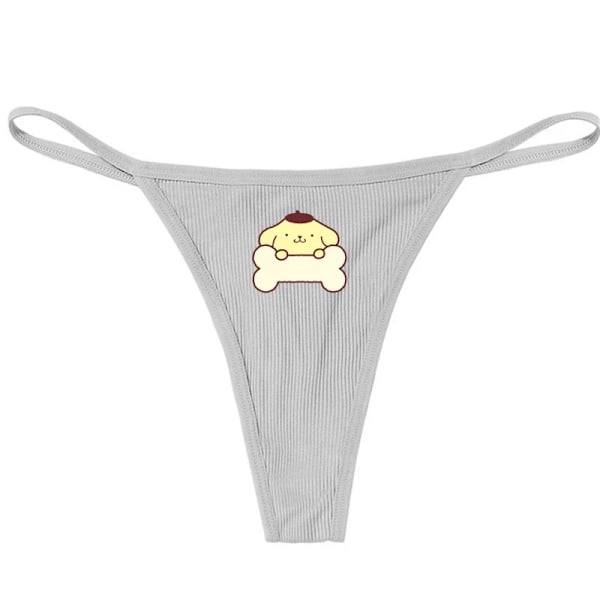 Hellokitty Ren Bomull Tunn Rem Sexig Stringtrosa Låg Midja Sömlös Anime Tecknad Kuromi Underkläder för Kvinnor Enkla Ribbade T-trosor GRÅ 7 GREY 7 XL