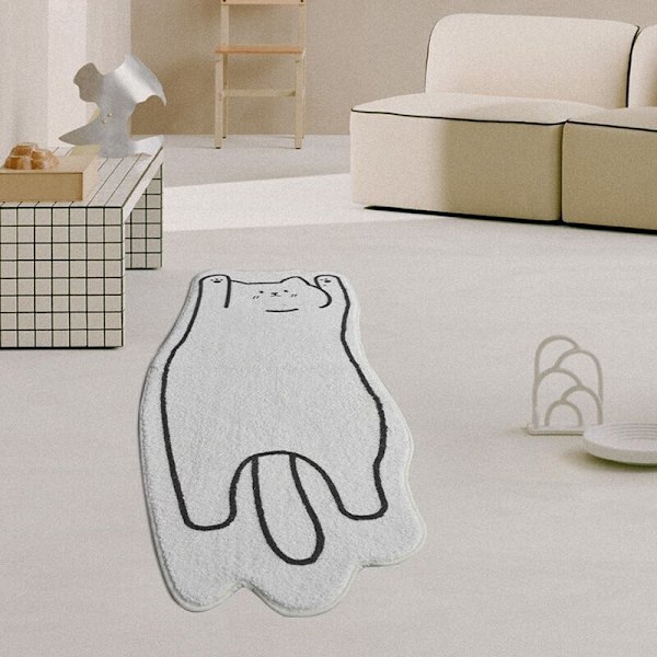 Makuuhuoneen Matto 40x120cm Pesuominaisuudella Söpö Hauska Lemmikki Lasten Matto Moderni Painatus Valkoinen Epäsäännöllinen Muoto Eteisen Matto
