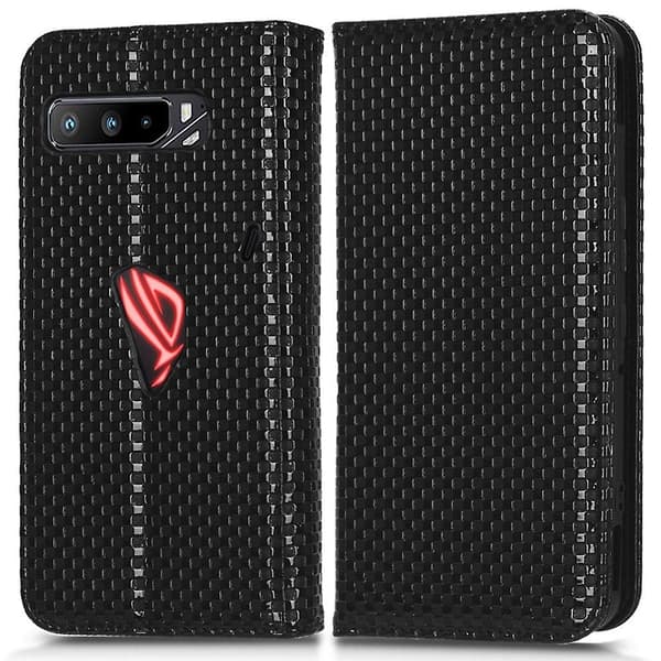 Tekstureret magnetisk telefoncover med tegnebogsstativ til Asus ROG Phone 3 Strix/ROG Phone 3 ZS661KS