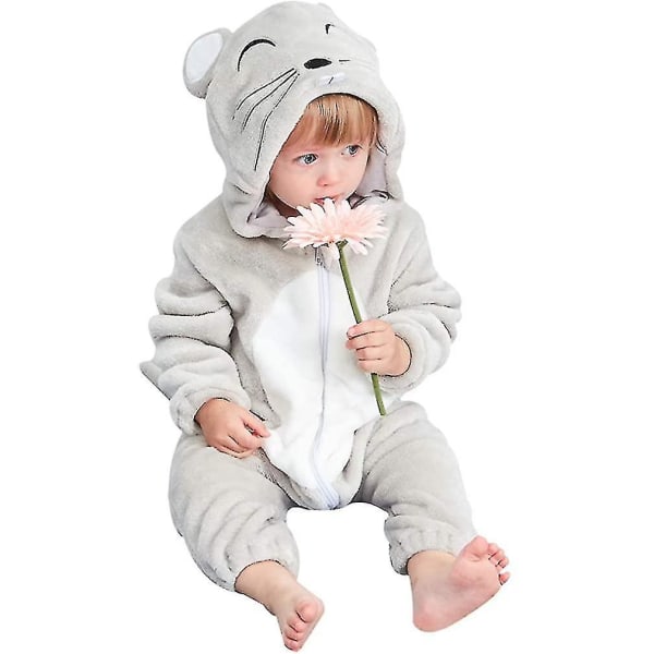 Unisex Baby Animal Costume Winter Autumn Flannel Hooded Romper Cosplay