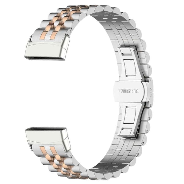 Til Fitbit Versa 3/Versa 4 Urremme i rustfrit stål, 5 perler, udskiftningsurrem med værktøj Multicolor Style I