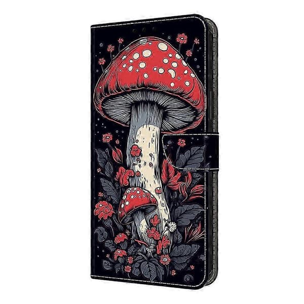 Galaxy A36 5G Läderfodral med Plånboksstativ & Mönstrat Flipskydd Multicolor Red Mushroom