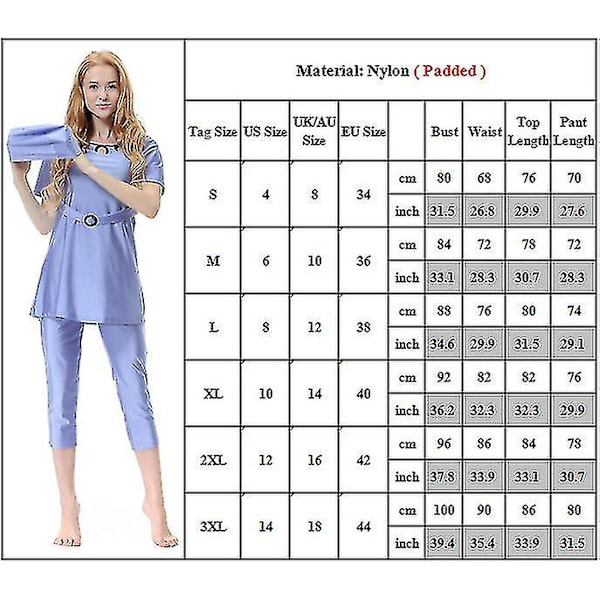 Kvinnors Islamisk Muslimsk Strandbadkläder Blygsam Badkläder Helkroppsburkini Bästa Present Lavender 3XL