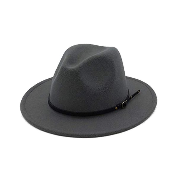 Naievear Jazz Cap Leveälierinen hengittävä yksivärinen Fedora Hat Winter Floppy Naisten Cap Streetwear Dark Gray