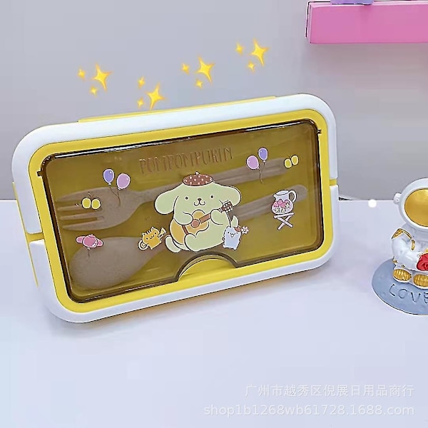 Born Pretty Sanrios Kuromi Cinnamoroll Mymelody Kawaii Anime Tegneserie Mikrobølgeovn Matboks Med Skje Pinner 2/3 Rutenett Matbeholderboks E*1100ml