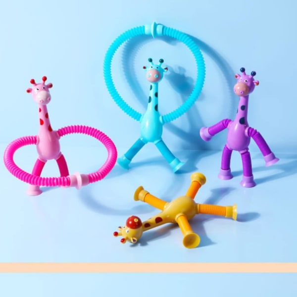 Teleskopisk Sugkopp Giraff Leke, Pedagogisk Stressavlastende Leke, Formforandrende Giraff Teleskopisk Pop Tube Leke