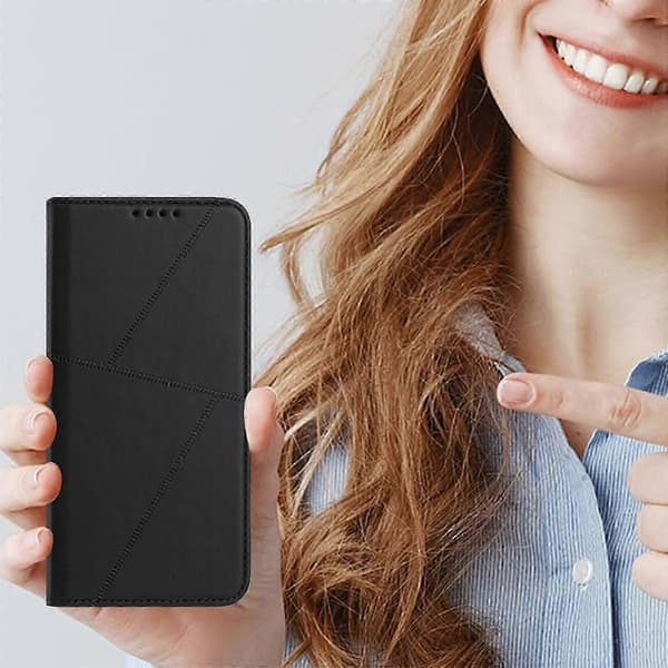 Kompatibelt plånboksfodral för iPhone 17 Pro Max, magnetisk stängning, läderfodral med stativ Black