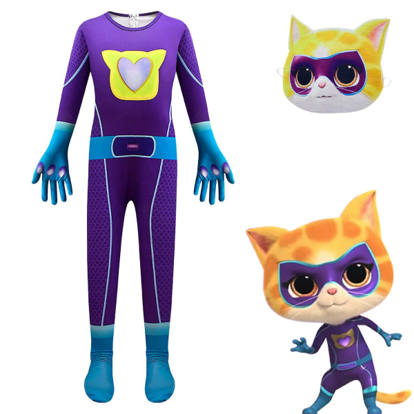 Nye Superkitties Cosplay Jumpsuits for Barn - Kostymer for Halloween, Forestilling, Allehelgensdag Purple 140cm