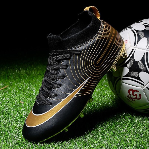 KIDENG Fotbollsskor för Barn Pojkar Flickor Ankel Fotbollsskor Gräs Träning Sport Skor Sneakers Yj723 Black 37
