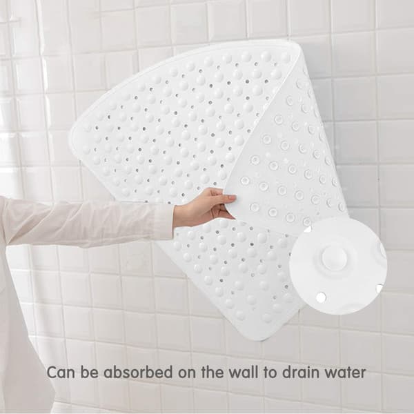 Non-slip Bathroom Mat Triangle Pattern Shower Mat with Suction Cups Q