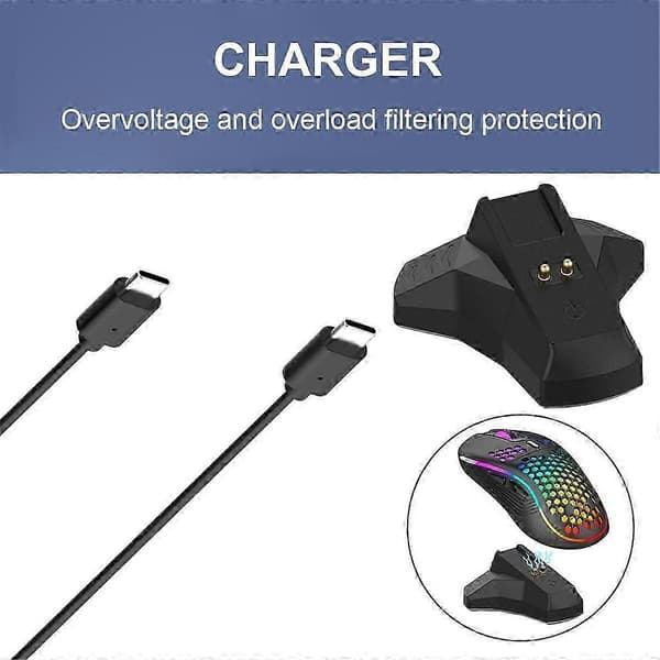 Museladestasjon med ladekabel for Deathadder V2 Pro/Naga Pro/Viper Ultimate/Basilisk Ultim