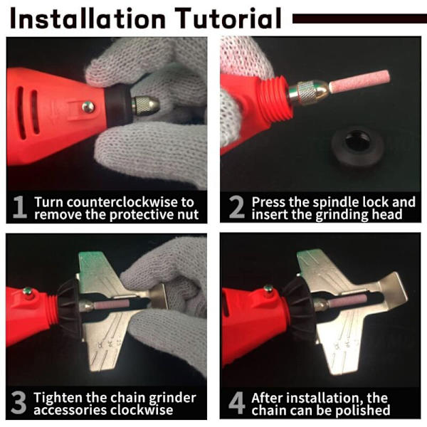 180W Cordless Chainsaw Sharpening Kit Handheld Electric Grinder Sharpening Tool Handheld Chain Sharpener (Black)