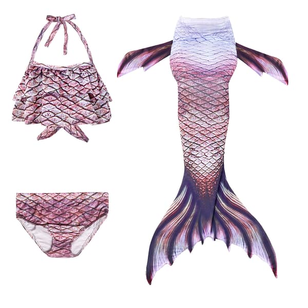 3-delat set flicka sjöjungfru svans bikini badkläder set STYLE 3 STYLE 3 110cm
