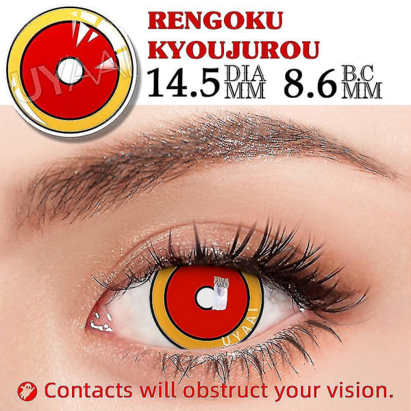 2 stk/par årlige kontaktlinser for øyne Colorcon Cosmetics Cosplay linse Cosplay Makeup Anime tilbehør Fargede linser Rengoku