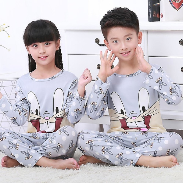 Barn Flicka Pojke Tecknad Pyjamas Set Lång Pyjamas Pjs nattkläder nattkläder Bugs Bunny 6-7 Years