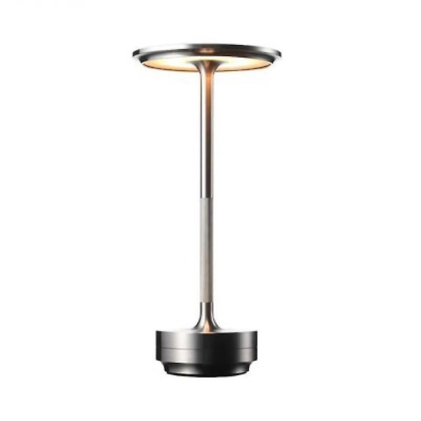 Ladeskrivebordlampe, dimbar, vanntett, metall, USB-ladbare skrivebordlampe - 1 stk silver