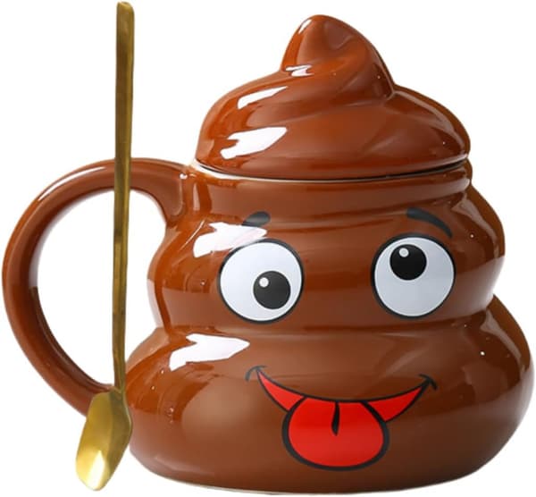 Ceramic Poop Cup, Funny and Humorous Personalized Poop Mug, Coffee Cup with Lid, Practical Joke Gift