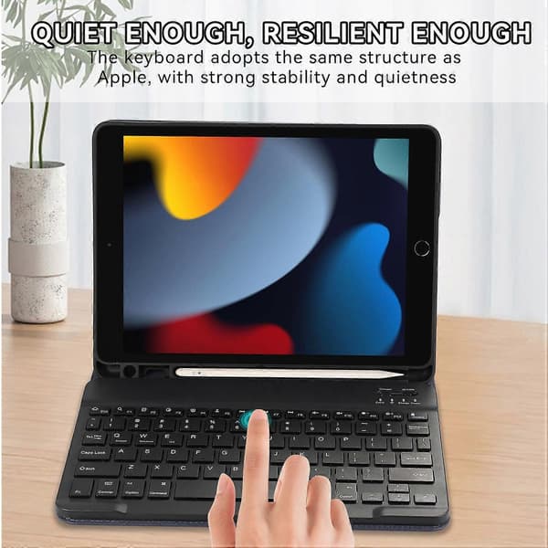 iPad Air (2013)/Air 2/9.7 tuuman (2017)/(2018) Bluetooth-näppäimistönahkakotelojalusta kynäpaikalla Multicolor Style E
