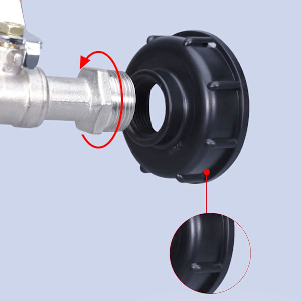 1000L Tankkran med vanningslangekranadapter, S60X6 IBC Krankontakt, Regnvannsoppsamler Hagekran (1/2\" Plastadapter)